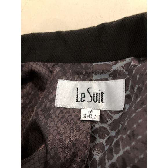 Le Suit Women’s Blazer 18 Brown Subtle Stripe 2-Button Career Jacket Lapel Notch - Picture 5 of 8